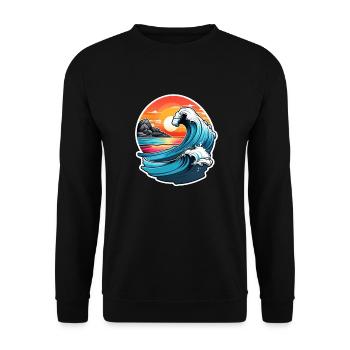 Wave - Sommer - Urlaub - Unisex Pullover - Schwarz - Vorne - Alina (178cm) & Michal (187cm)