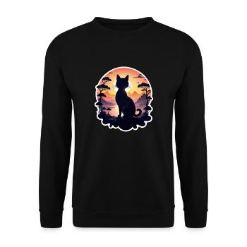 chat paysage et coucher de soleil - Sweat-shirt Unisexe - noir - Devant - Alina (178cm) & Michal (187cm)