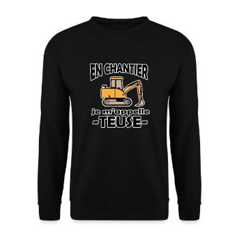 Pelleteuse citation drôle - Sweat-shirt Unisexe - noir - Devant - Alina (178cm) & Michal (187cm)