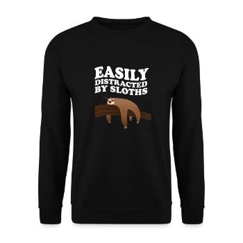 Easily Distracted By Sloths Sloth Lounging - Unisex Sweatshirt - black - Front - Alina (178cm) & Michal (187cm)