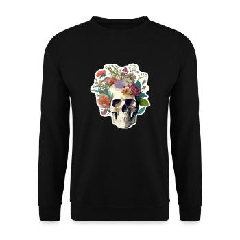 Crâne humain et fleurs 25 - Sweat-shirt Unisexe - noir - Devant - Alina (178cm) & Michal (187cm)