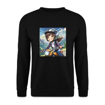 Motorrad fahren ist eine Leidenschaft - Unisex Pullover - Schwarz - Vorne - Alina (178cm) & Michal (187cm)