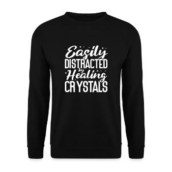 Facilement distrait par les cristaux de guérison Spirituel - Sweat-shirt Unisexe - noir - Devant - Alina (178cm) & Michal (187cm)