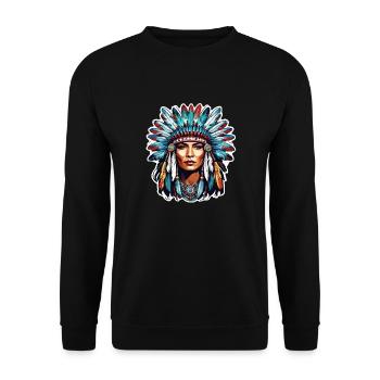 Indian- Native American - USA - Unisex Sweatshirt - black - Front - Alina (178cm) & Michal (187cm)