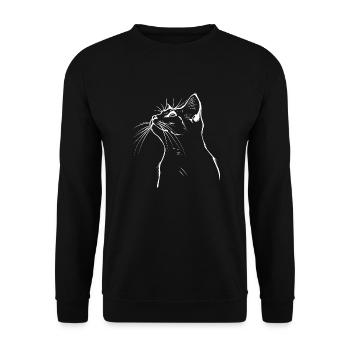 Cat, Cat Motif, Cat Face - Unisex Sweatshirt - black - Front - Alina (178cm) & Michal (187cm)