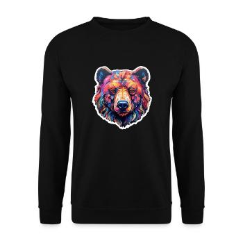 Bear psychedelic and colorful - Unisex Sweatshirt - black - Front - Alina (178cm) & Michal (187cm)