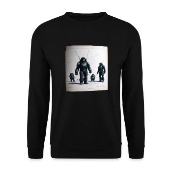 Vintage Roboter Comic - Unisex Pullover - Schwarz - Vorne - Alina (178cm) & Michal (187cm)