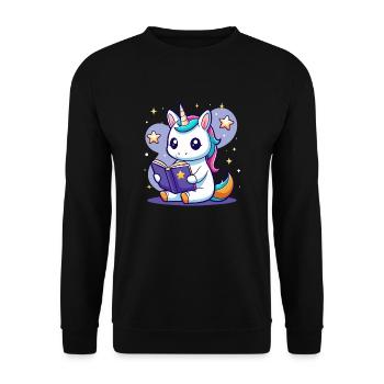 Magic Unicorn Reading - Unisex Sweatshirt - black - Front - Alina (178cm) & Michal (187cm)