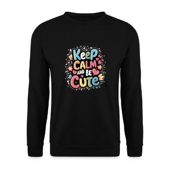 Bleiben Sie ruhig und seien Sie süß - Unisex Pullover - Schwarz - Vorne - Alina (178cm) & Michal (187cm)