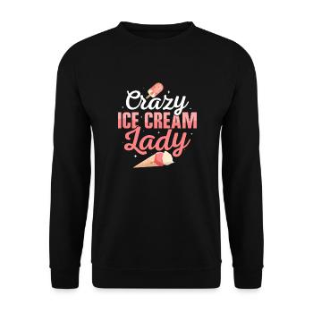 Crazy Ice Cream Lady Cone Scoop Summer - Unisex Pullover - Schwarz - Vorne - Alina (178cm) & Michal (187cm)