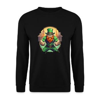 St. Patrick's Day Kleeblatt Kobold - Unisex Pullover - Schwarz - Vorne - Alina (178cm) & Michal (187cm)