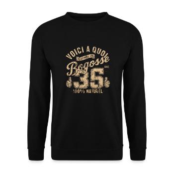35 Jahre alte Bogosse - Unisex Pullover - Schwarz - Vorne - Alina (178cm) & Michal (187cm)