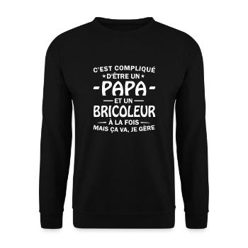 papa et un bricoleur à la fois / cadeau papa - Sweat-shirt Unisexe - noir - Devant - Alina (178cm) & Michal (187cm)