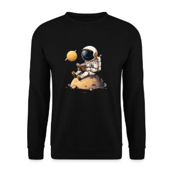 ASTRONAUT MARS PLANET GPS STAR BV - Unisex Sweatshirt - black - Front - Alina (178cm) & Michal (187cm)