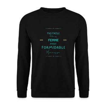 Femme formidable mais je gère - Sweat-shirt Unisexe - noir - Devant - Alina (178cm) & Michal (187cm)