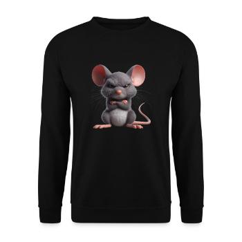 Maus grimmig 1 - Unisex Pullover - Schwarz - Vorne - Alina (178cm) & Michal (187cm)