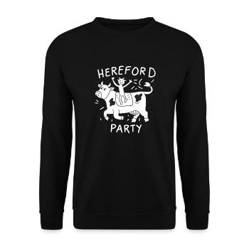 Kuh-Party mit Herefords - Unisex Pullover - Schwarz - Vorne - Alina (178cm) & Michal (187cm)