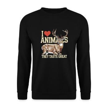 Loving and Tasting Animals – For True Hunters - Unisex Sweatshirt - black - Front - Alina (178cm) & Michal (187cm)