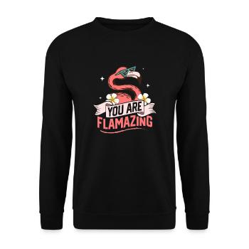 You Are Flamazing Flamingo Pink Bird - Unisex Sweatshirt - black - Front - Alina (178cm) & Michal (187cm)