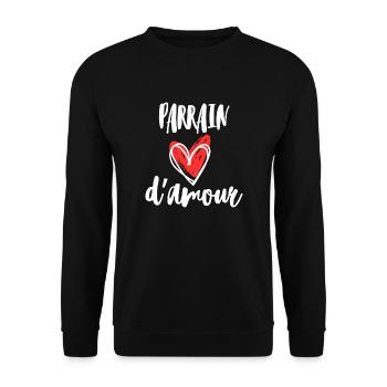 Parrain d'amour Idée cadeau pour Baptême ou Noël - Sweat-shirt Unisexe - noir - Devant - Alina (178cm) & Michal (187cm)