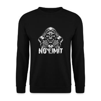 No Limit Workout Bodybuilding Skull with Dumbbell - Unisex Sweatshirt - black - Front - Alina (178cm) & Michal (187cm)