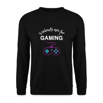 Les week-ends sont pour les jeux - Sweat-shirt Unisexe - noir - Devant - Alina (178cm) & Michal (187cm)