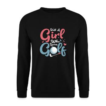 Just A Girl Who Loves Golf Golfer Hobby - Unisex Pullover - Schwarz - Vorne - Alina (178cm) & Michal (187cm)