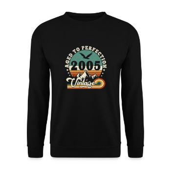 Bis zur Perfektion gereift 2005 Retro -Edition 2025. - Unisex Pullover - Schwarz - Vorne - Alina (178cm) & Michal (187cm)