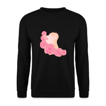 Chat parmi les roses - Sweat-shirt Unisexe - noir - Devant - Alina (178cm) & Michal (187cm)