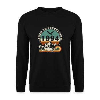 Aged to perfection 1994 Retro -Edition 2025. - Unisex Sweatshirt - black - Front - Alina (178cm) & Michal (187cm)