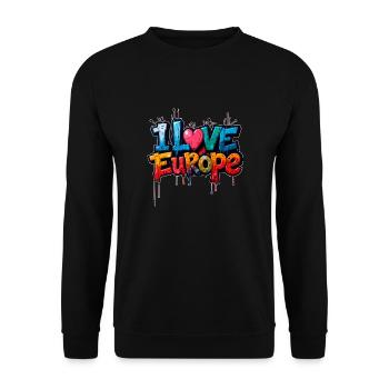 Ich liebe Europa - Unisex Pullover - Schwarz - Vorne - Alina (178cm) & Michal (187cm)