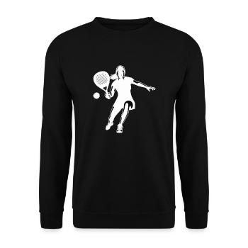 Padel player front white - Unisex Sweatshirt - black - Front - Alina (178cm) & Michal (187cm)