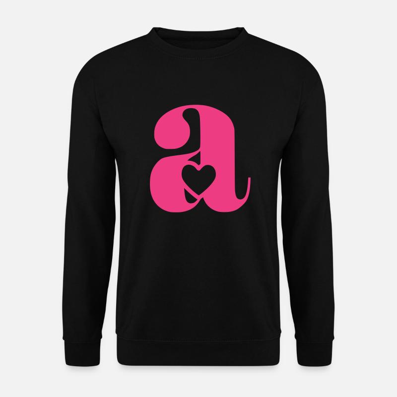 Buchstabe A Anfangsbuchstabe mit Herz - Unisex Pullover - Schwarz