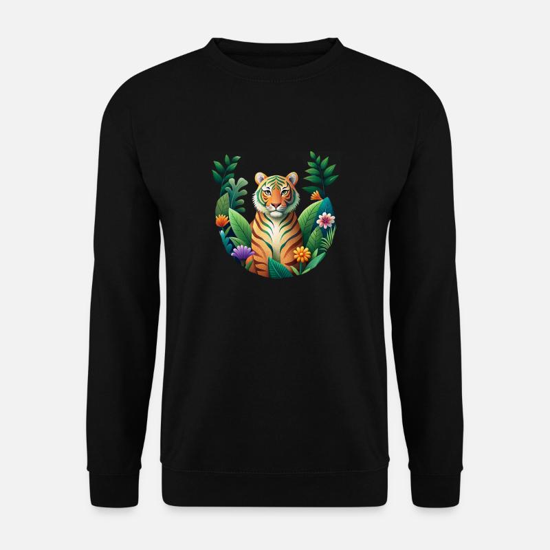 Tiger-Print mit Grain-Effekt - Unisex Pullover - Schwarz