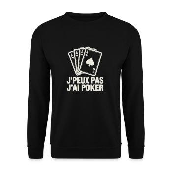 I Can't I Poker – Card Ace Humor Player - Unisex Sweatshirt - black - Front - Alina (178cm) & Michal (187cm)