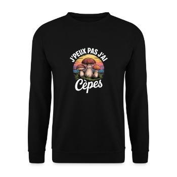 I Can't I Have Steinpilze – Humor für Verliebte - Unisex Pullover - Schwarz - Vorne - Alina (178cm) & Michal (187cm)