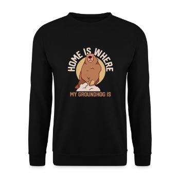 Home Is Where My Groundhog Is Animal Rodent - Unisex Pullover - Schwarz - Vorne - Alina (178cm) & Michal (187cm)