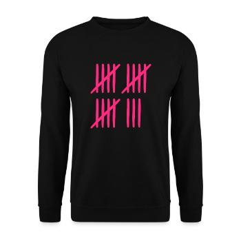 18. Geburtstag Strichliste - Unisex Pullover - Schwarz - Vorne - Alina (178cm) & Michal (187cm)