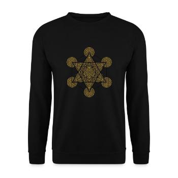 Metatron Heilige Geometrie - Unisex Pullover - Schwarz - Vorne - Alina (178cm) & Michal (187cm)