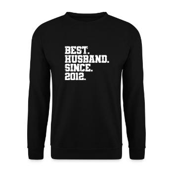 Bester Ehemann seit 2012, Geschenk zum 11-jährigen Jubiläum - Unisex Pullover - Schwarz - Vorne - Alina (178cm) & Michal (187cm)