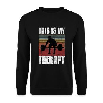 Bodybuilding is my therapy Bpdybuilder GYM Retro - Unisex Pullover - Schwarz - Vorne - Alina (178cm) & Michal (187cm)