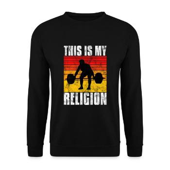 Bodybuilding is my religion Bpdybuilder GYM Retro - Unisex Sweatshirt - black - Front - Alina (178cm) & Michal (187cm)