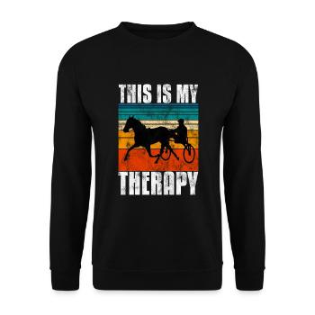 This is my therapy Trabrennen Trabreiten Retro - Unisex Pullover - Schwarz - Vorne - Alina (178cm) & Michal (187cm)