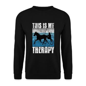 This is my therapy Trabrennen Trabreiten Retro - Unisex Pullover - Schwarz - Vorne - Alina (178cm) & Michal (187cm)