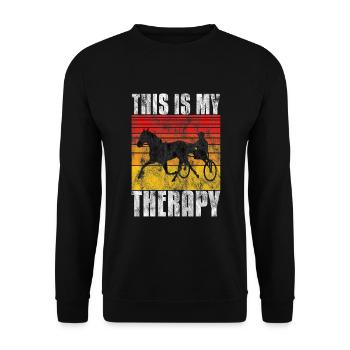 This is my therapy Trabrennen Trabreiten Retro - Unisex Pullover - Schwarz - Vorne - Alina (178cm) & Michal (187cm)