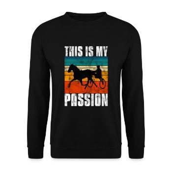 This is my Passion Trabrennen Trabreiten Retro - Unisex Pullover - Schwarz - Vorne - Alina (178cm) & Michal (187cm)
