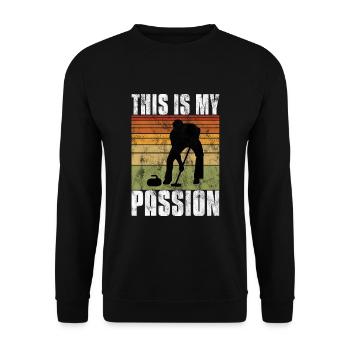 Curling is my Passion Curler Eisstockschießen - Unisex Sweatshirt - black - Front - Alina (178cm) & Michal (187cm)