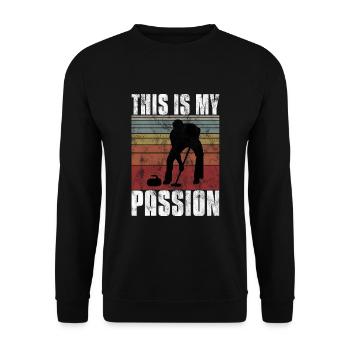 Curling is my passion curler curling - Unisex Sweatshirt - black - Front - Alina (178cm) & Michal (187cm)