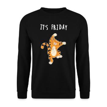Friday cat weekend - Unisex Sweatshirt - black - Front - Alina (178cm) & Michal (187cm)