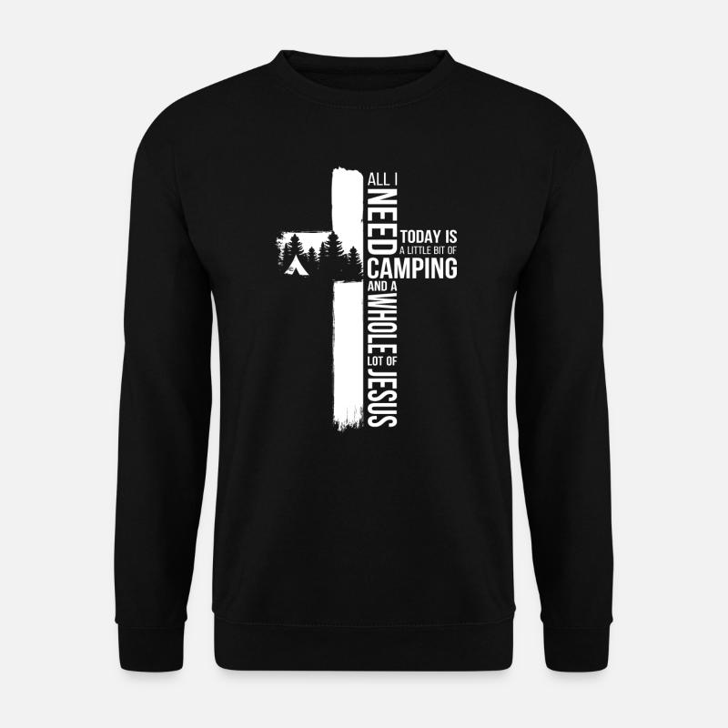 Camping Bibel Verse Psalm Kreuz Zelten Lagerfeuer - Unisex Pullover - Schwarz
